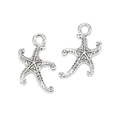 Pair of vintage silver alloy starfish charms for DIY bracelet and necklace jewelry making - Starfish Pendant (A4-062) / Antique Silver