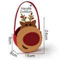 Christmas reindeer felt gift bag with 3D antlers and red handle for candy and gifts - Reindeer Round Handbag