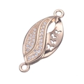 Rose gold leaf connector with clear zircons and three hollow butterfly patterns for jewelry - Rose Gold Hollow Butterfly Leaf Shape (L0247-C)