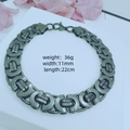 Dark grey stainless steel curb chain bracelet, 11mm width and 22cm length for men - 11mm*22cm / Black