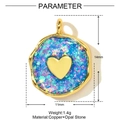 Macro detail of opal heart charm pendant with 14mm size and 1.4g weight measurements - YF1378-Circle Heart