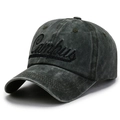 Berretto da baseball in cotone lavato grigio scuro con ricamo Cambus 3D - Regolabile / Verde Militare