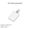 Silver stainless steel rectangle tag pendant for DIY jewelry making, size 10x7mm - 10x7MM / Silver