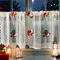 Christmas lace cafe curtain with Santa Claus embroidery for festive window decoration - 140*60 / Santa Claus (The Thief)