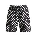 Vue à plat de short de bain pour homme noir à pois blancs avec cordon de serrage séchage rapide - Garçon 104 / Pois