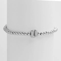 Polished silver beaded bracelet featuring a minimalist 18k balloon-style letter U charm - Silver U