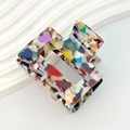 Colorful acetate hair claw clip with artistic square pattern for elegant women - 7145-4 Colorful Terrazzo