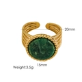 Offener Ring aus 14K vergoldetem Edelstahl mit grünem Naturstein-Inlay-Detail - Afrikanische Jade