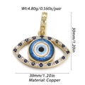 Detailed view of evil eye pendant with crystal inlay and 30mm size specifications - YSN034-03 (Yellow Blue Tone Eye)