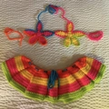 Handmade crochet rainbow bikini set for dolls featuring flower top and striped skirt - Adult Free Size / Starfish (Bikini)