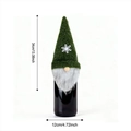 Christmas gnome wine bottle cover with green snowflake knit hat and gray beard - Green Plush Snowflake Gnome Wine Bottle Cover