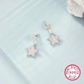 Elegante S925 Sterling Silber Stern Ohrstecker mit funkelnden Zirkonia Kristallen für Damen - Ohrringe