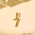 Polished 18K gold-plated minimalist number 7 necklace pendant, weight 0.34g, DIY charm - Number 7