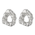 Orecchini geometrici in acciaio al titanio argento con design stropicciato irregolare - Stile Cavo Martellato Argento (N-382)