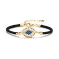 Verstellbares Evil Eye Armband mit schwarzem Milanese-Seil und bunten Zirkoniasteinen - Karabiner-Stil / Schwarz