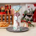 Housse de bouteille de vin renne de Noël avec paysage de neige et ruban doré - Élan / Blanc