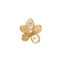 Detail of floral brooch featuring shell pearls and champagne crystals in gold finish - Flower Shell Style (XX0078)