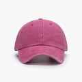 Classic washed cotton baseball cap in plum pink with vintage worn finish and curved brim - Rose Red