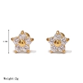 Gouden ster oorbellen met zirkonia inleg en schroefsluiting 6.3mm 2g maat - Type J Goud