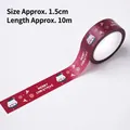 Deep red Christmas washi tape featuring snowman and gingerbread man patterns, 1.5cm x 10m - Red Snowman With Green Hat / 10m