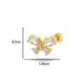 Gold butterfly cartilage stud earring with clear cubic zirconia wings and screw back ball - 8# Gold