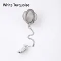 304 stainless steel ball tea infuser with raw white turquoise stone pendant - Howlite (Silver)