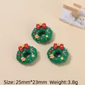 Christmas wreath resin charms with red bow for DIY hair clips and shoes, 25mm size - Flower Garland