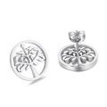 Silver hollow Tree of Life stud earrings in polished stainless steel for women - Silver Hollow Tree of Life Style (KE63243-K)