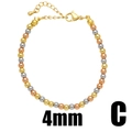 Fashion 4mm tricolor gold plated beaded bracelet with adjustable lobster clasp closure - Style C-4mm Tri-color Beads