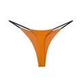 Double-layered orange bikini bottom with black side straps for a sexy minimalist look - Orange