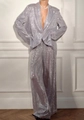 Ensemble élégant pailleté argenté pour femme avec blazer et pantalon large en sequins - Parure de Bijoux en Argent
