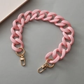 Pink matte resin bag chain strap with gold metal lobster clasps on a clean background - Light Pink