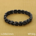 Men's black mechanical style stainless steel scales bracelet 210mm long 11mm wide - Black