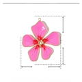 Size specifications for pink flower pendant made of stainless steel with rhinestones - Pink Flower with Rhinestone (39x32mm)