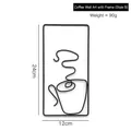 Minimalist black iron wire coffee cup wall art with rectangular frame 24x12cm - Style B / Black