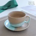 Retro ceramic coffee cup and saucer set in mint green and beige 240ml capacity - Minimalist Cup And Saucer - Light Brown 240ml / Universal