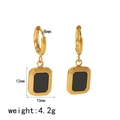 Chunky 18K gold plated stainless steel rectangular hoop earrings with black enamel inlay - Black Rectangular Style (TE6509-BK)
