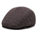 Gorra vintage a cuadros café y azul para hombre con visera negra estructurada - S (54-56cm) / Marrón