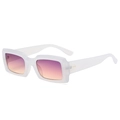 Retro rectangle sunglasses with matte white frame and purple-orange gradient lenses - White