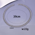 Silver stainless steel Cuban chain necklace, 39cm length and 0.6cm width specifications - Flat Curb Chain