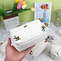 Quilted white tissue box bag with red cherry embroidery and khaki strap handle - Olive Style / 17.5*9.5*8cm / Olive Tissue Box