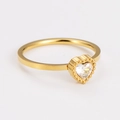 Detail of gold-plated stainless steel ring with heart-shaped zircon in bezel setting - Gold Heart Zircon