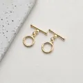 Close-up of decorative 14K gold-plated OT toggle clasp set for DIY jewelry crafting - Style D Minimalist Smooth / 14K Gold