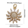 Golden copper sunflower pendant with cubic zirconia inlay and precise dimensions - CX167-4 (Gold Sunflower Zircon Pendant)