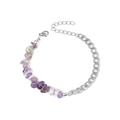 Bracelet en acier inoxydable argenté avec éclats de pierres d'améthyste violettes - Améthyste Argent
