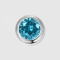Polished stainless steel round pendant with a brilliant blue rhinestone setting - Birthstone Pendant / Dec Lake Blue (Silver)