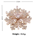 Rose gold snowflake brooch with clear crystals, 3.5cm size and 9.8g weight overview - Gold Snowflake Zirconia