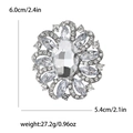 Silver-tone floral rhinestone brooch with a large oval center stone and marquise crystals - Silver / White Zirconia