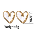 Minimalist gold heart earrings with white shell inlay, size 1.4cm and weight 3g - Gold Heart Shell Stud Earrings (JZE843-02)