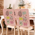 Pink Christmas chair covers with festive ornaments and HO HO HO pattern set of 2 - Colorful Balls HO HO HO (YT02-12)